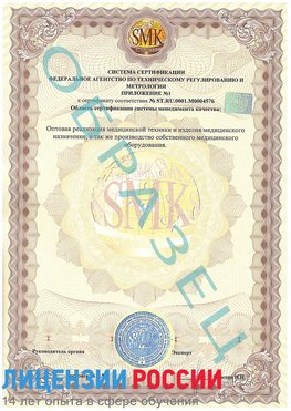 Образец сертификата соответствия (приложение) Средняя Ахтуба Сертификат ISO 13485