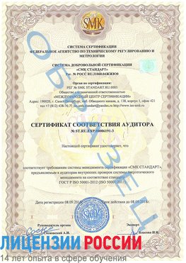 Образец сертификата соответствия аудитора №ST.RU.EXP.00006191-3 Средняя Ахтуба Сертификат ISO 50001